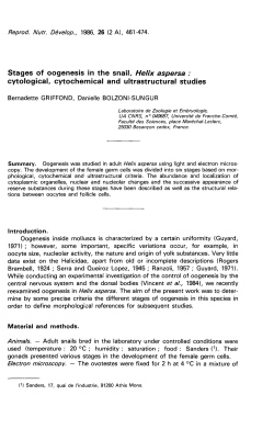cytological, cytochemical and ultrastructural studies Oogenesis
