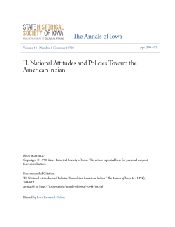 II: National Attitudes and Policies Toward the American Indian