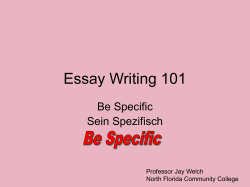 Essay Writing 101 - North Florida Community College