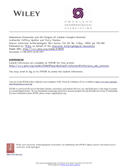 Subsistence Economies and the Origins of