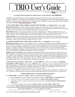 Locating federal legislative information on the