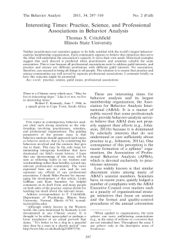 Interesting Times: Practice, Science, and Professional Associations