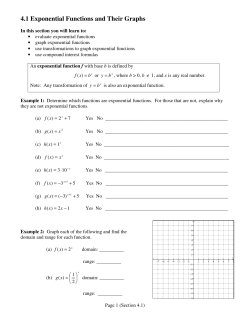 4.1 Exponential Functions and Their Graphs