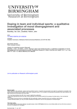 University of Birmingham Doping in team and individual sports: a