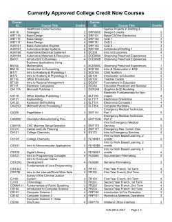 courses that are currently approved to be offered as CCN