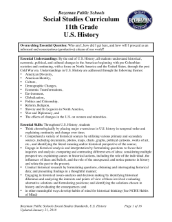 11th Grade US History Standards