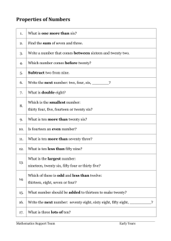 Early Years Mental Maths Questions