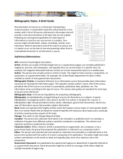 Bibliographic Styles: A Brief Guide
