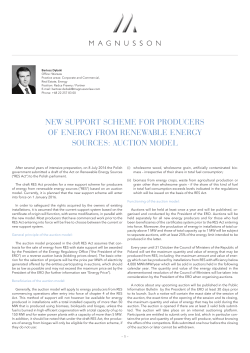 New support scheme for producers of eNergy from reNewable