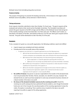 Updated: 1/25/17 rev 2 Mohawk Canoe Club charitable giving policy