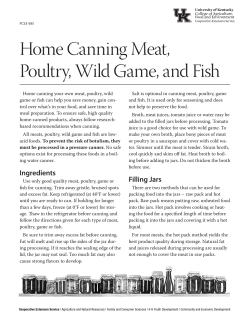 Home Canning Meat, Poultry, Wild Game, and Fish