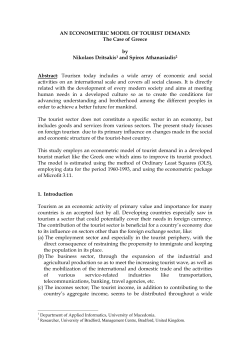 AN ECONOMETRIC MODEL OF TOURIST DEMAND: The Case of