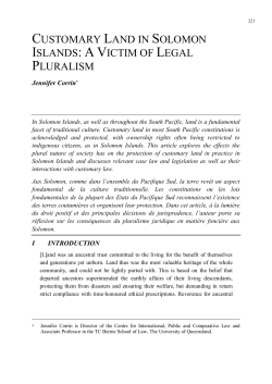 customary land in solomon islands: av ictim of legal pluralism