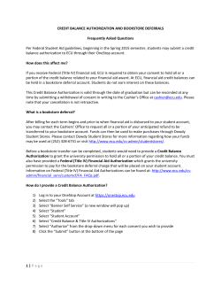 Credit Balance Authorization and Bookstore Deferrals