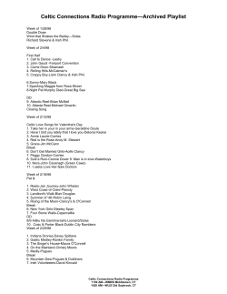 Celtic Connections Radio Programme&mdash;Archived Playlist