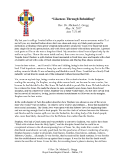 Likeness Through Beholding - Royal Lane Baptist Church