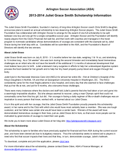 2013-2014 Juliet Grace Smith Scholarship Information