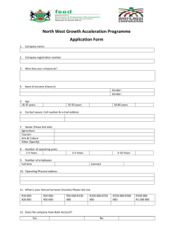 North West Growth Acceleration Programme Application Form