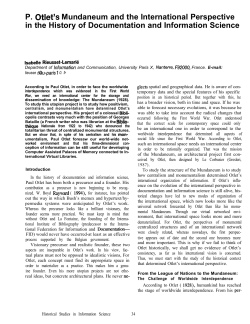 P. Wet`s Mundaneum and the International Perspective in the History
