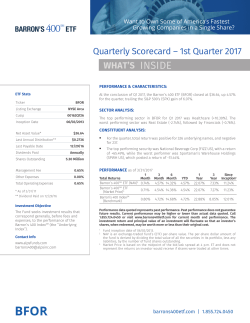 Quarterly Scorecard &ndash; 1st Quarter 2017