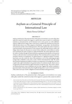 Asylum as a General Principle of International Law