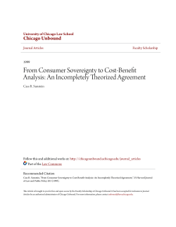 From Consumer Sovereignty to Cost-Benefit Analysis
