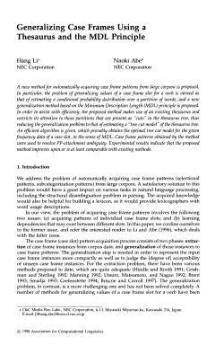 Generalizing Case Frames Using a Thesaurus and the MDL Principle