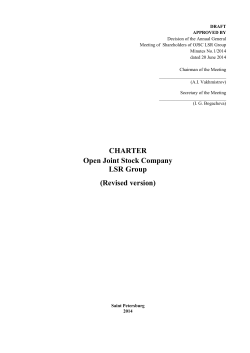 CHARTER Open Joint Stock Company LSR Group