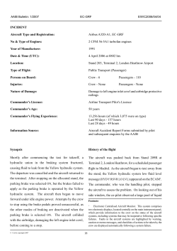 INCIDENT Aircraft Type and Registration: A rbus A320-A , EC
