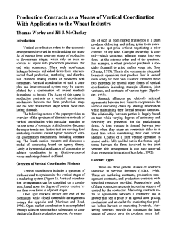 Production Contracts as a Means of Vertical