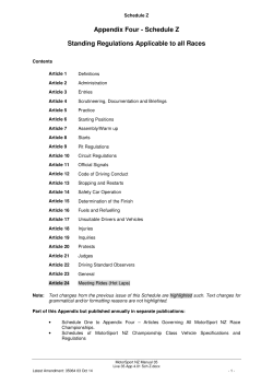 Schedule Z Standing Regulations Applicable to all Races