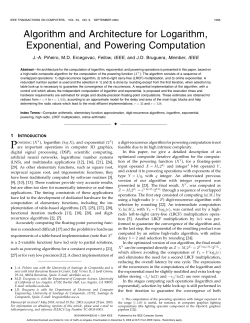 Algorithm and Architecture for Logarithm, Exponential, and