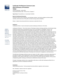 Landscape Architecture Licensure Laws ASLA Summary of