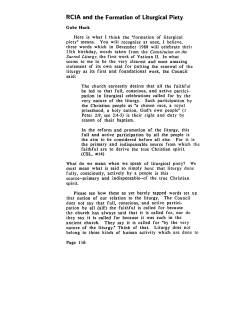 RCIA and the Formation of Liturgical Piety