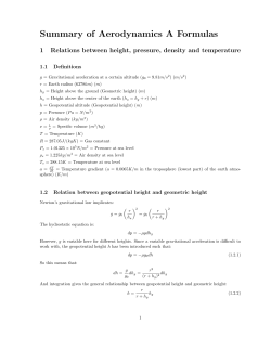 Summary of Aerodynamics A Formulas