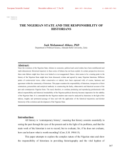 THE NIGERIAN STATE AND THE RESPONSIBILITY OF HISTORIANS