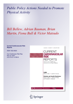 Public Policy Actions Needed to Promote Physical Activity - Rafa-Pana