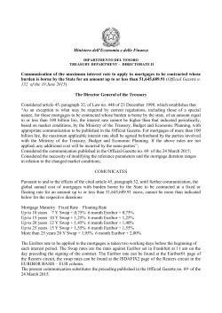 Maximum interest rate to apply to mortgages to be contracted whose