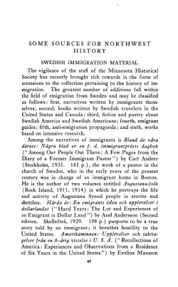 Swedish immigration material. - Collections