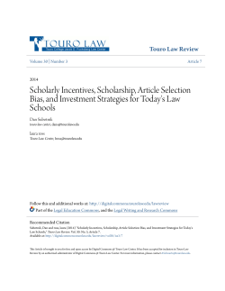 Scholarly Incentives, Scholarship, Article Selection Bias