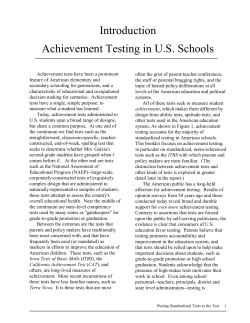 Introduction Achievement Testing in US Schools