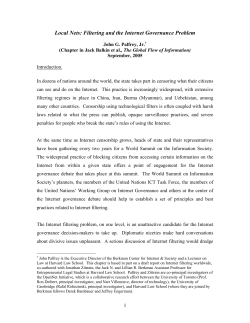 Local Nets: Filtering and the Internet Governance Problem