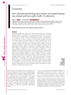 How calorie-focused thinking about obesity and related diseases