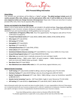 2015 Prenatal Billing Information