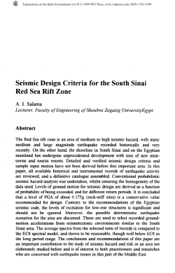 Seismic Design Criteria for the South Sinai Red Sea Rift Zone A. I
