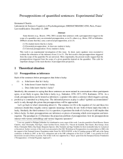 Presuppositions of quantified sentences: Experimental Data