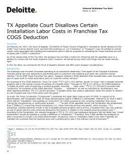 TX Appellate Court Disallows Certain Installation Labor