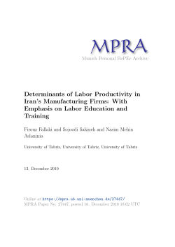 Determinants of Labor Productivity in Iran`s Manufacturing Firms