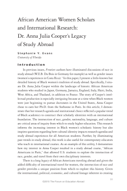 African American Women Scholars and International Research: Dr