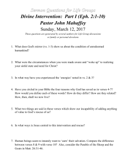 Divine Intervention: Part I (Eph. 2:1-10)